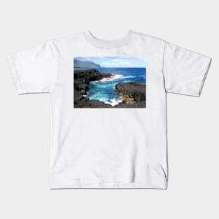 Blue Ocean Waters of Queens Bath on Kauai Hawaii Kids T-Shirt